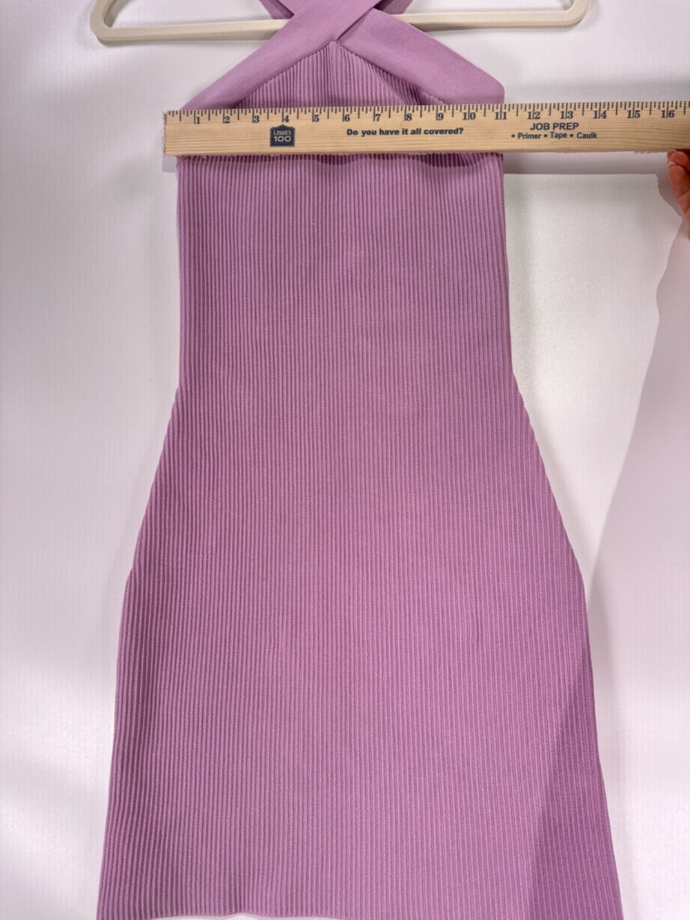Aritzia Babaton Sculpt Knit Criss Cross Halter Mini Dress Lilac XS - Picture 9 of 10